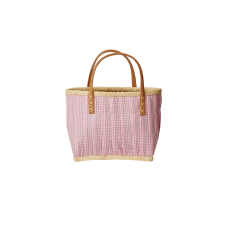 Childs Pink Fabric Covered Raffia Shopping Basket By Rice